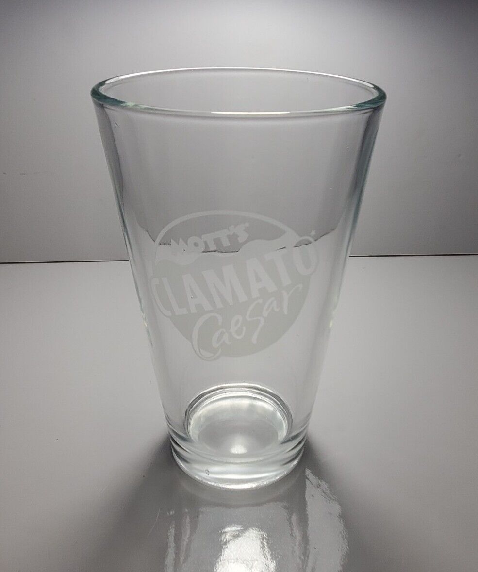 Mott\'s Clamato Caesar Drinking Glass Frosted Logo