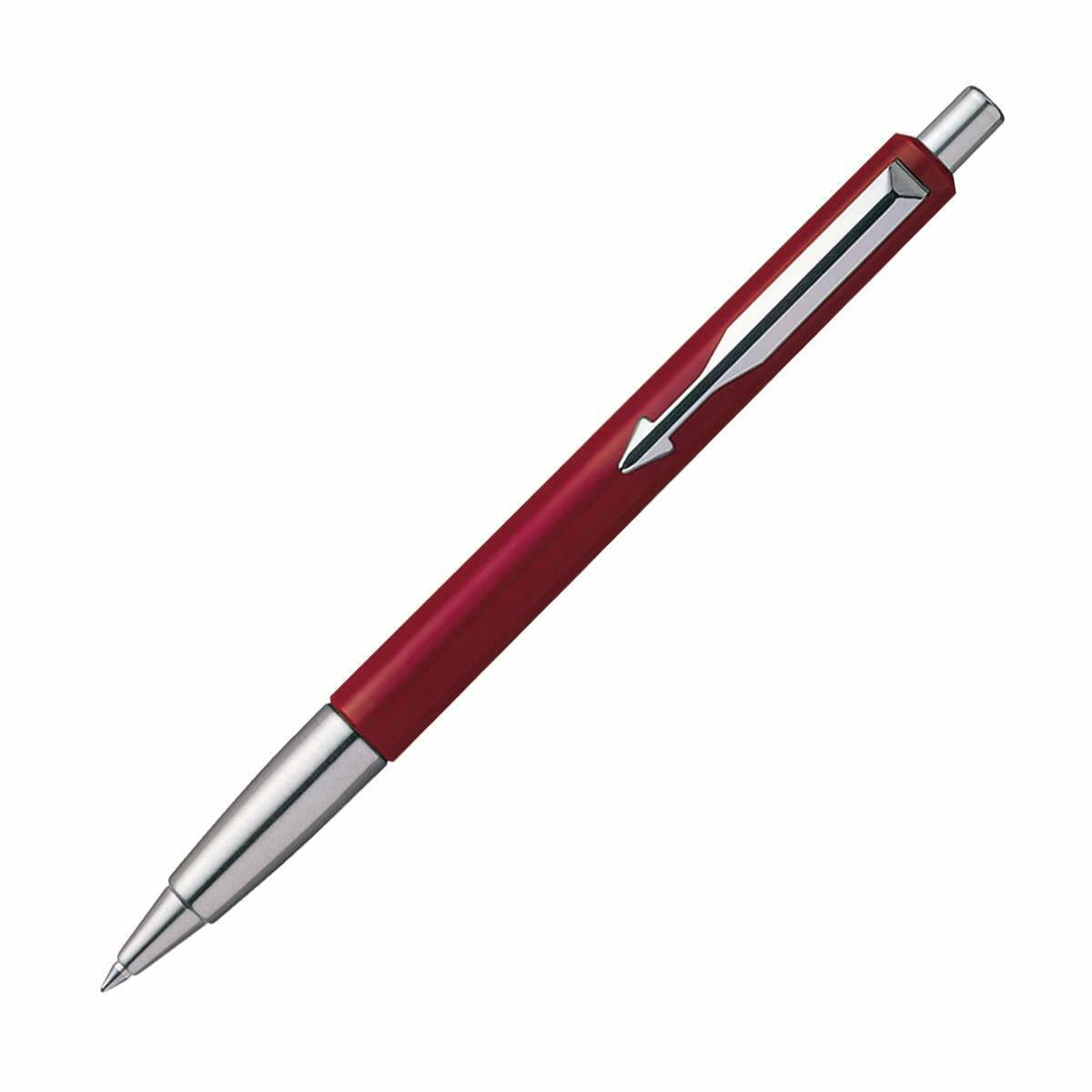 Parker Vector Standard Chrome Trim Ball Pen, Red Body