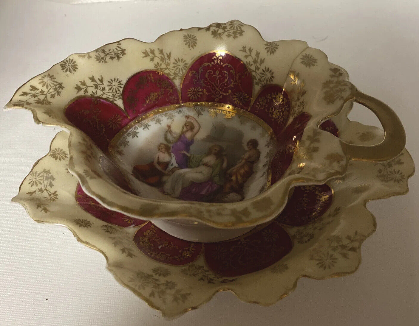 Dishes, Austrian Porcelain Dishes, Maidens Pampering, Antique Dishes