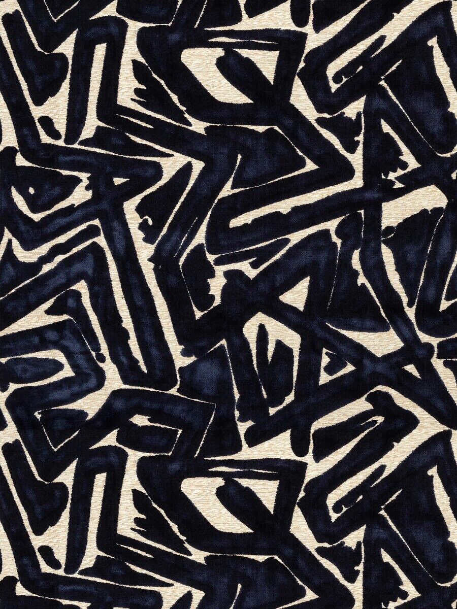 S. Harris Modern Abstract Cut Velvet Fabric- Depiction / Indigo 3.50 yds 0938102