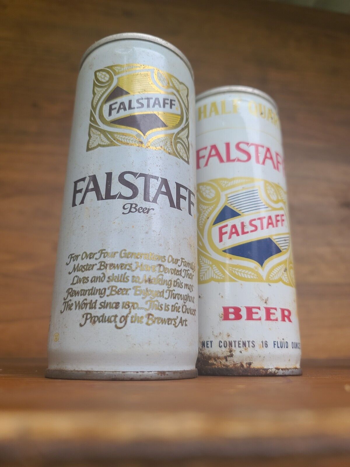 Falstaff Dual 1970\'s 16 oz. steel tab top cans