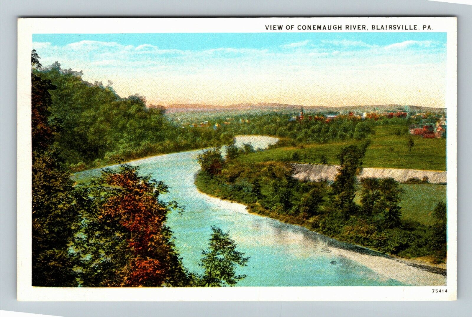 Blairsville PA-Pennsylvania, View Of Conemaugh River Vintage Souvenir Postcard