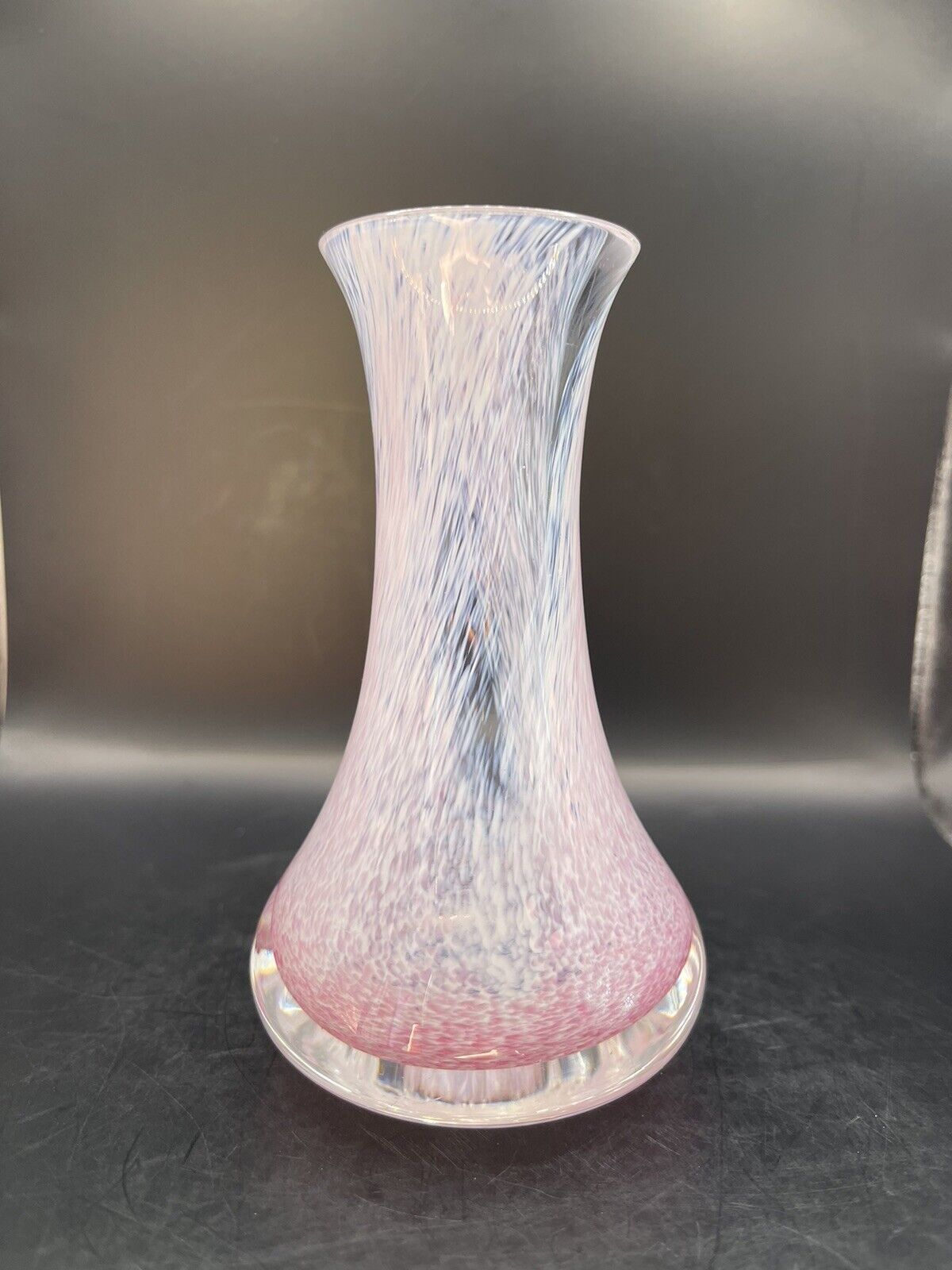 Caithness Scotland Pink & White Confetti Swirl Blown Art Glass Vase Heavy