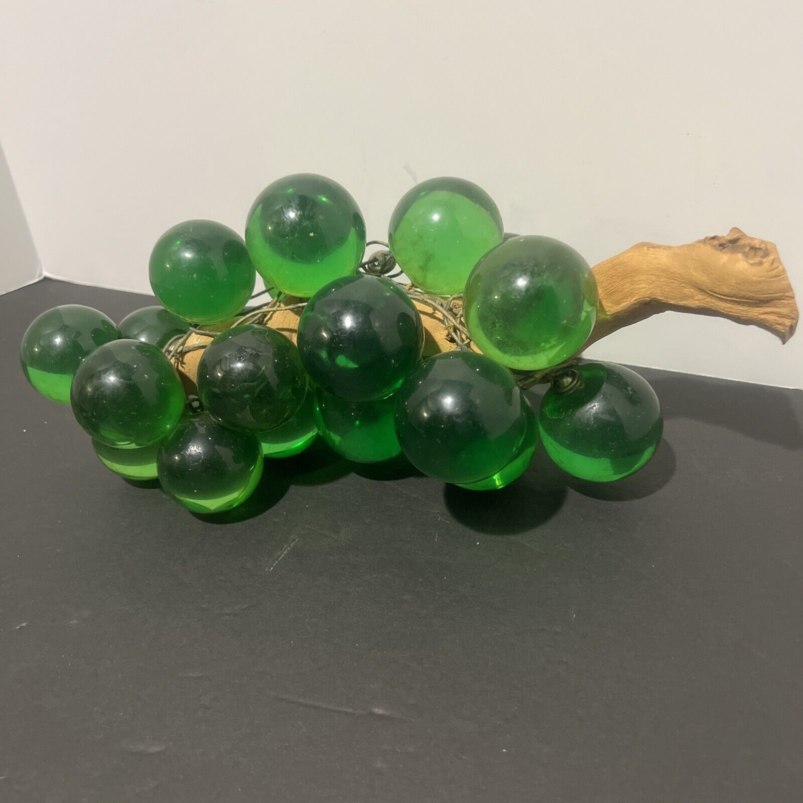 Vintage Lucite Acrylic Green Grapes Driftwood Large Decorative Cluster MCM