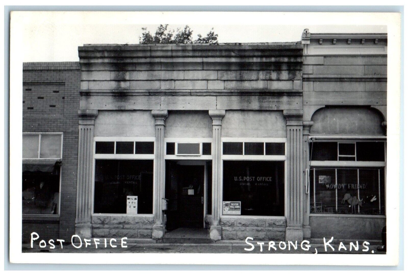 c1940's Post Office Building Strong Kansas KS RPPC Photo Vintage Postcard