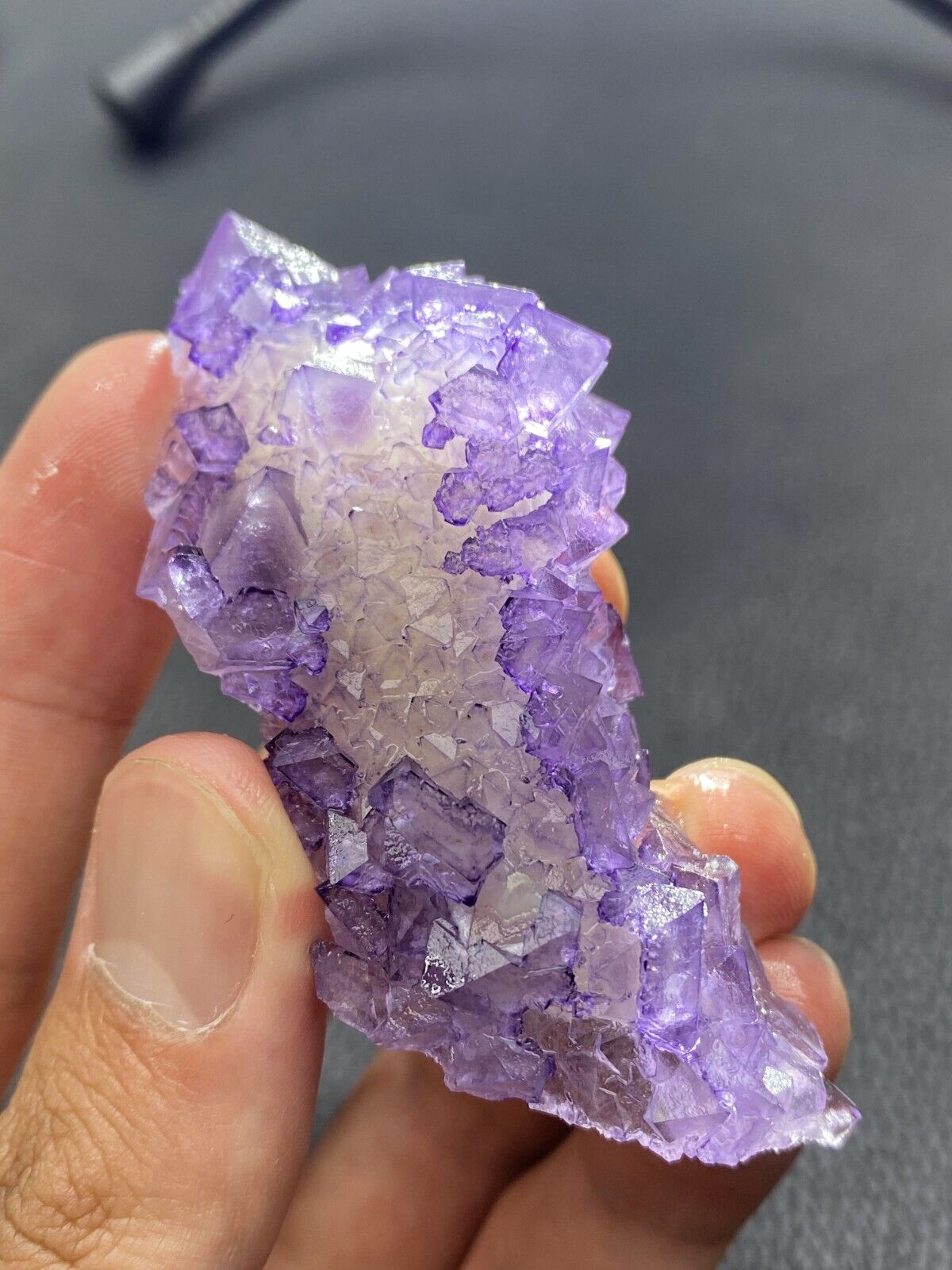46.9g Exquisite natural Purple  transparent octahedral fluorite crystal，China