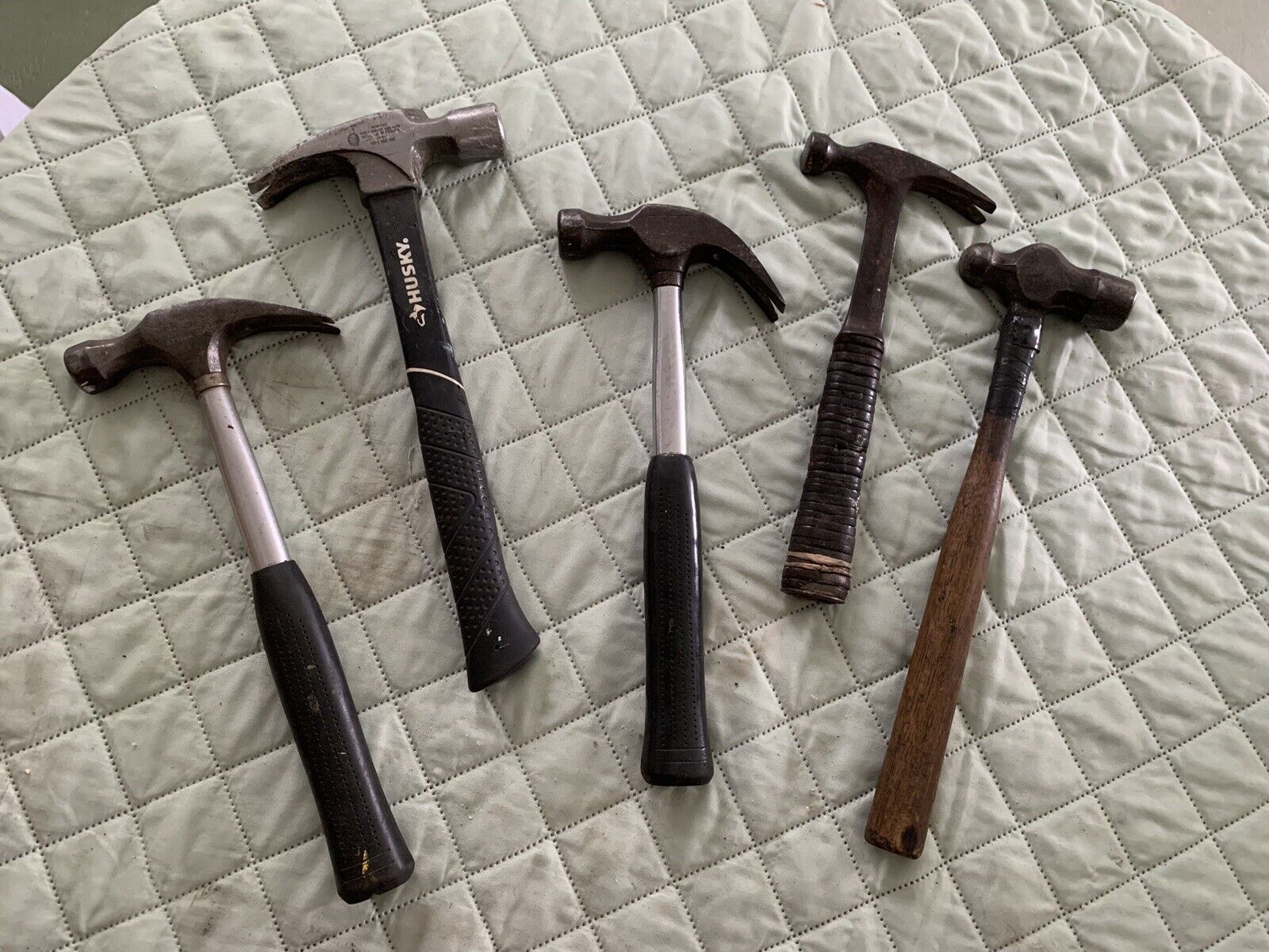 Lot of 5 great  Vintage HAMMERS - Stanley, Husky, Bunne - Good Used Condition