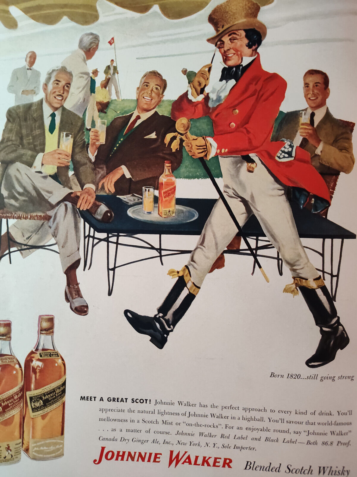 1953 Esquire Original Ad Johnnie Walker Red Black Scotch Whisky Front Cover