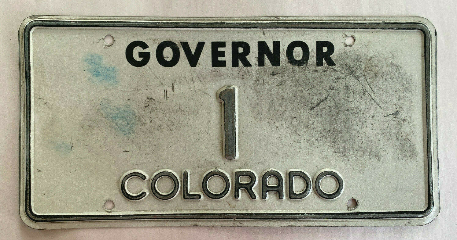 Governor License Plate - COLORADO 1990s - #1 Low Number One, Rare