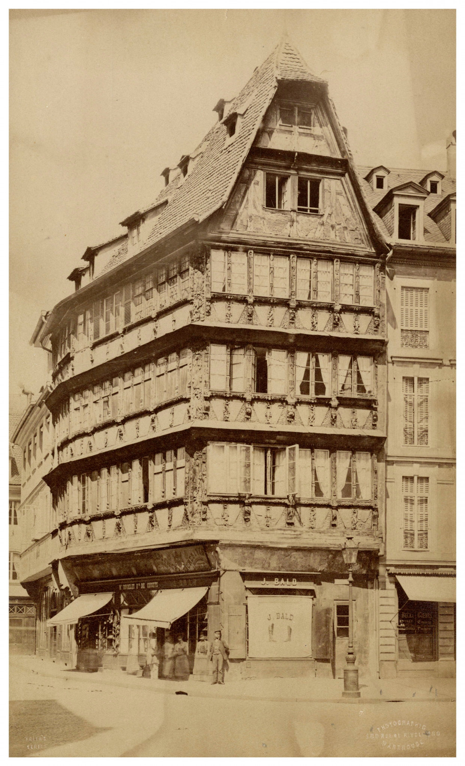 France, Strasbourg, Maison Kammerzell Vintage Print, Albumin Print 26x16