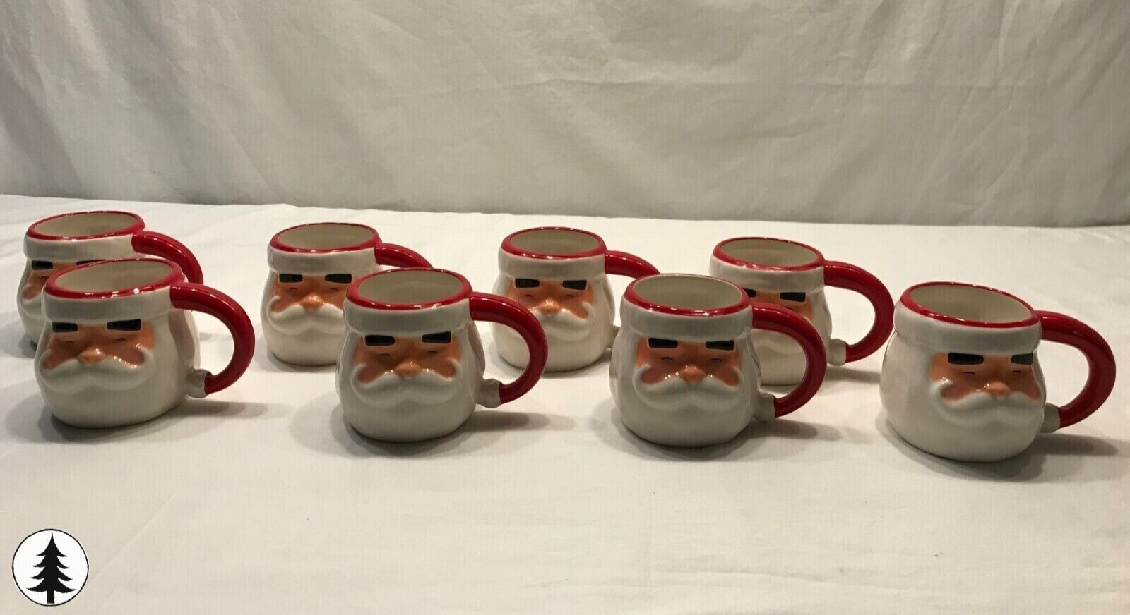 Used Set of 8 Target Threshold Santa Claus Coffee Mug Figural Face 16 Oz