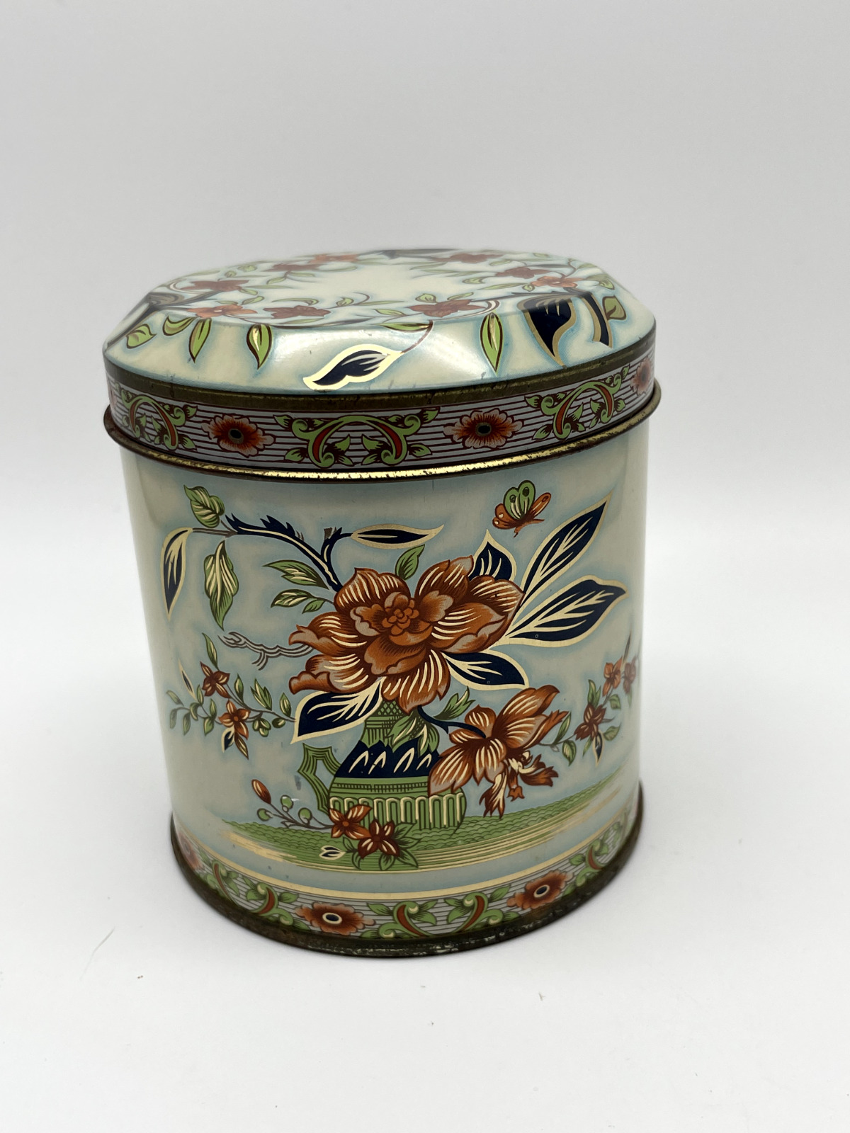 Tin Box Co. Designed By Daher NY Made In England Vintage Floral Tin
