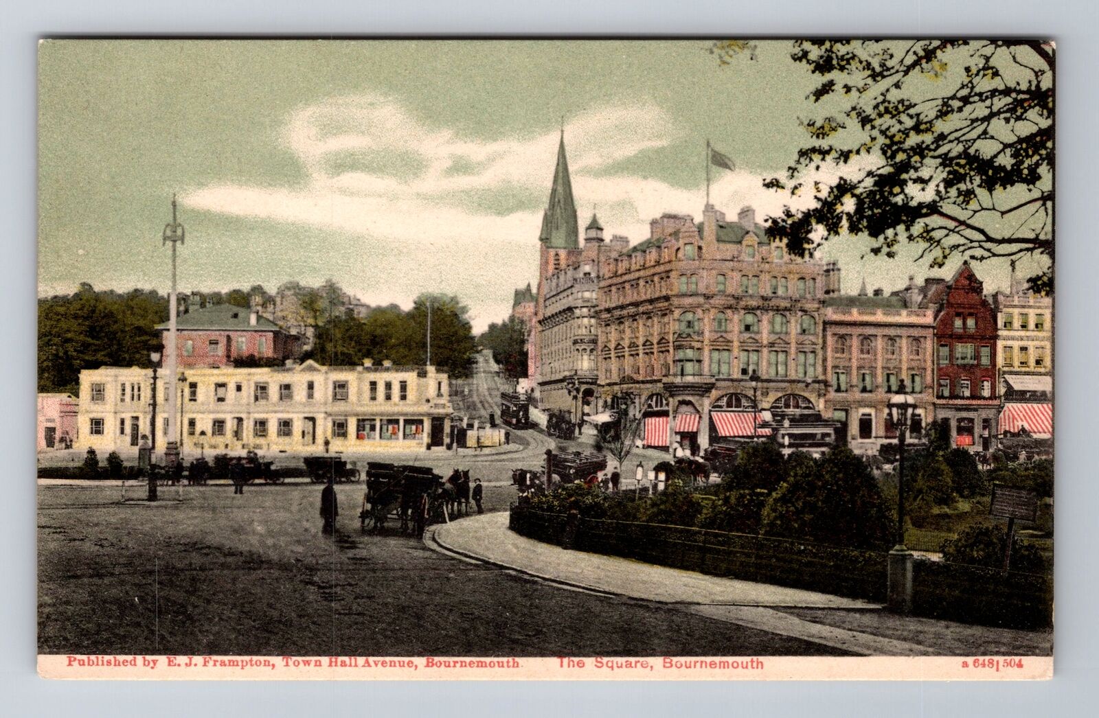 Bournemouth- England, The Square, Antique, Vintage Souvenir Postcard
