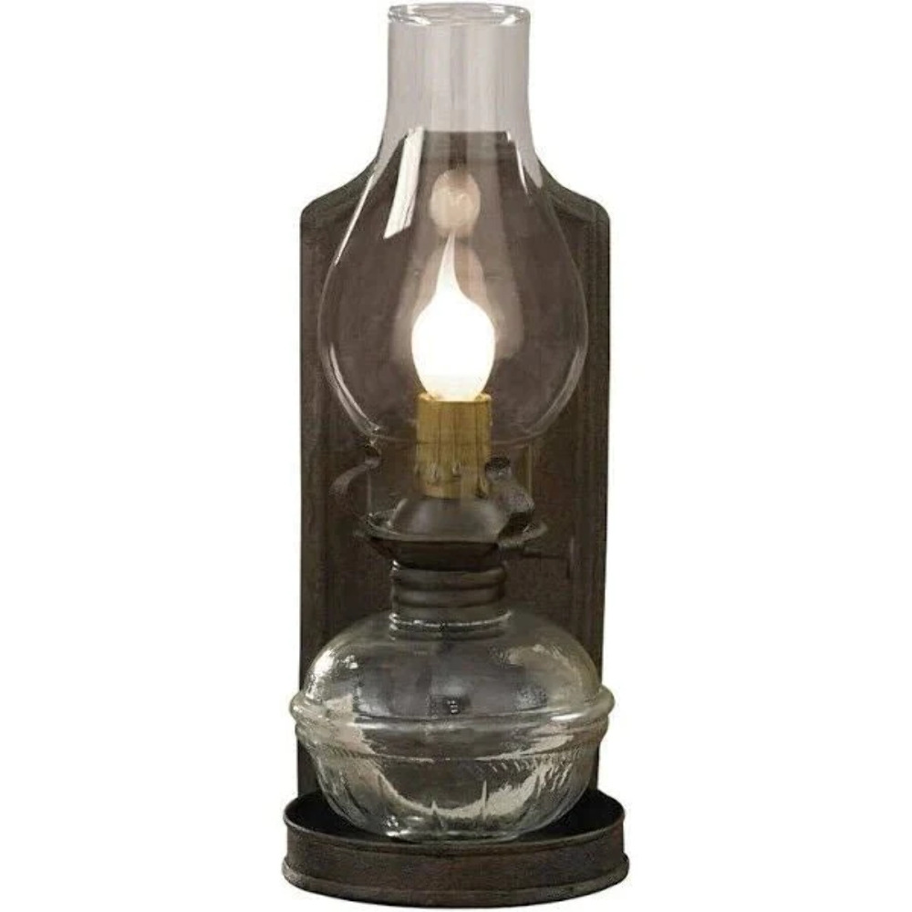 Primitive Reproduction Pressed Back Oil Lamp ELECTRIC light