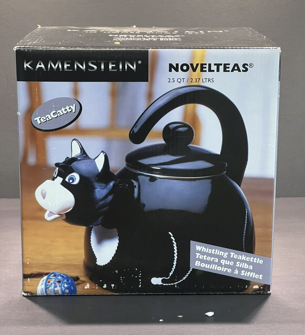 Vintage Rare MM Kamenstein Novelteas TeaCatty Cat Head Whistling Tea Pot NIB