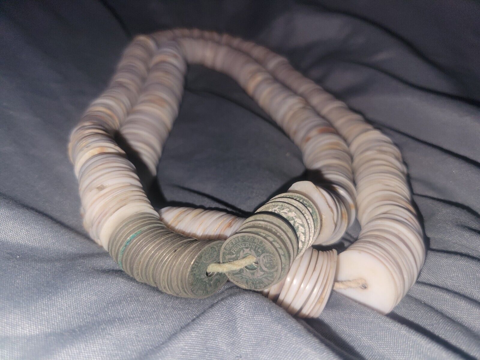 Rare Antique Conch Shell & 1920\'s 5C Coins Necklace African Tribal Mid 1900\'s...