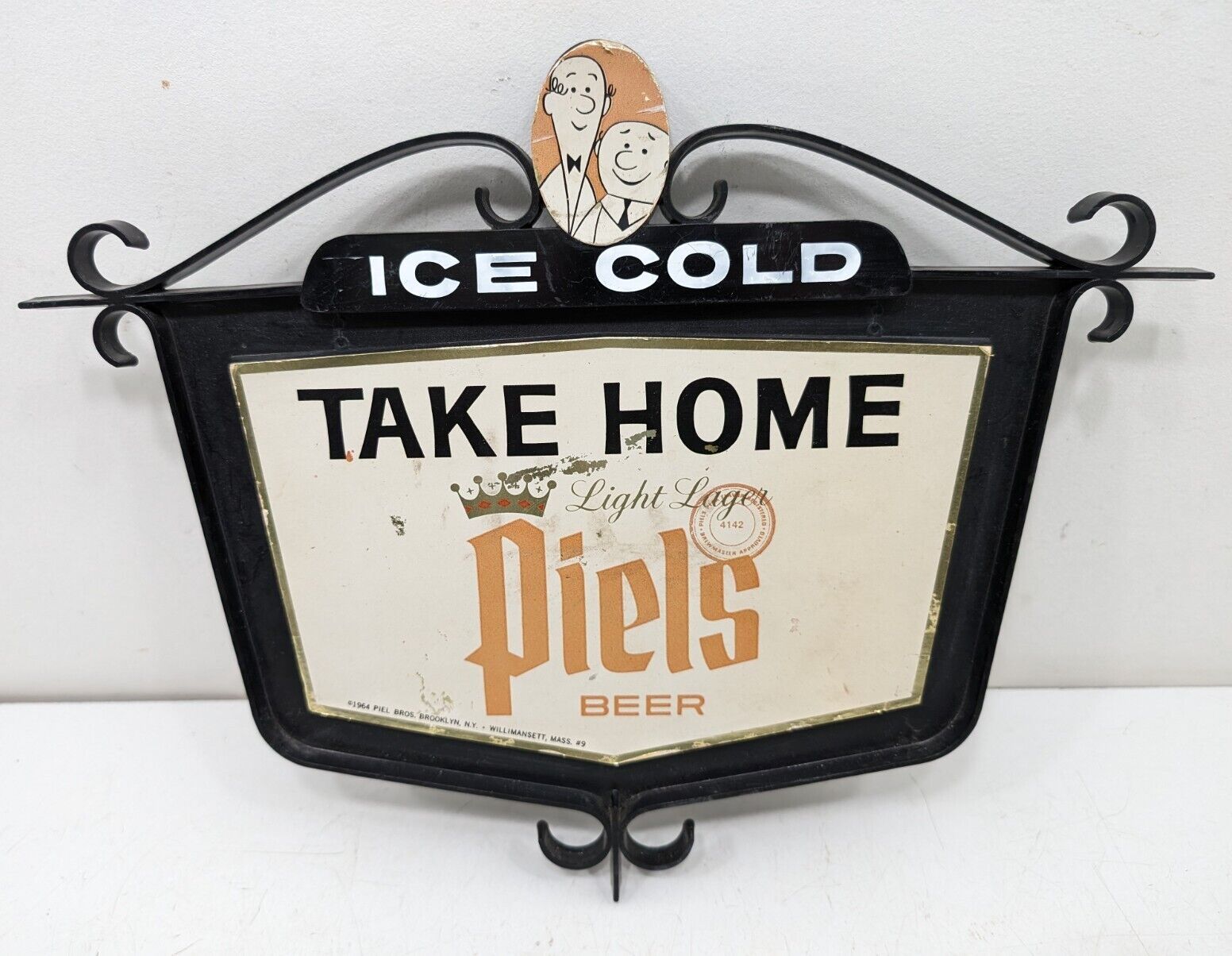 Vintage 1964 Piels Light Lager  Beer Take Home Ice Cold Beer Bar Sign