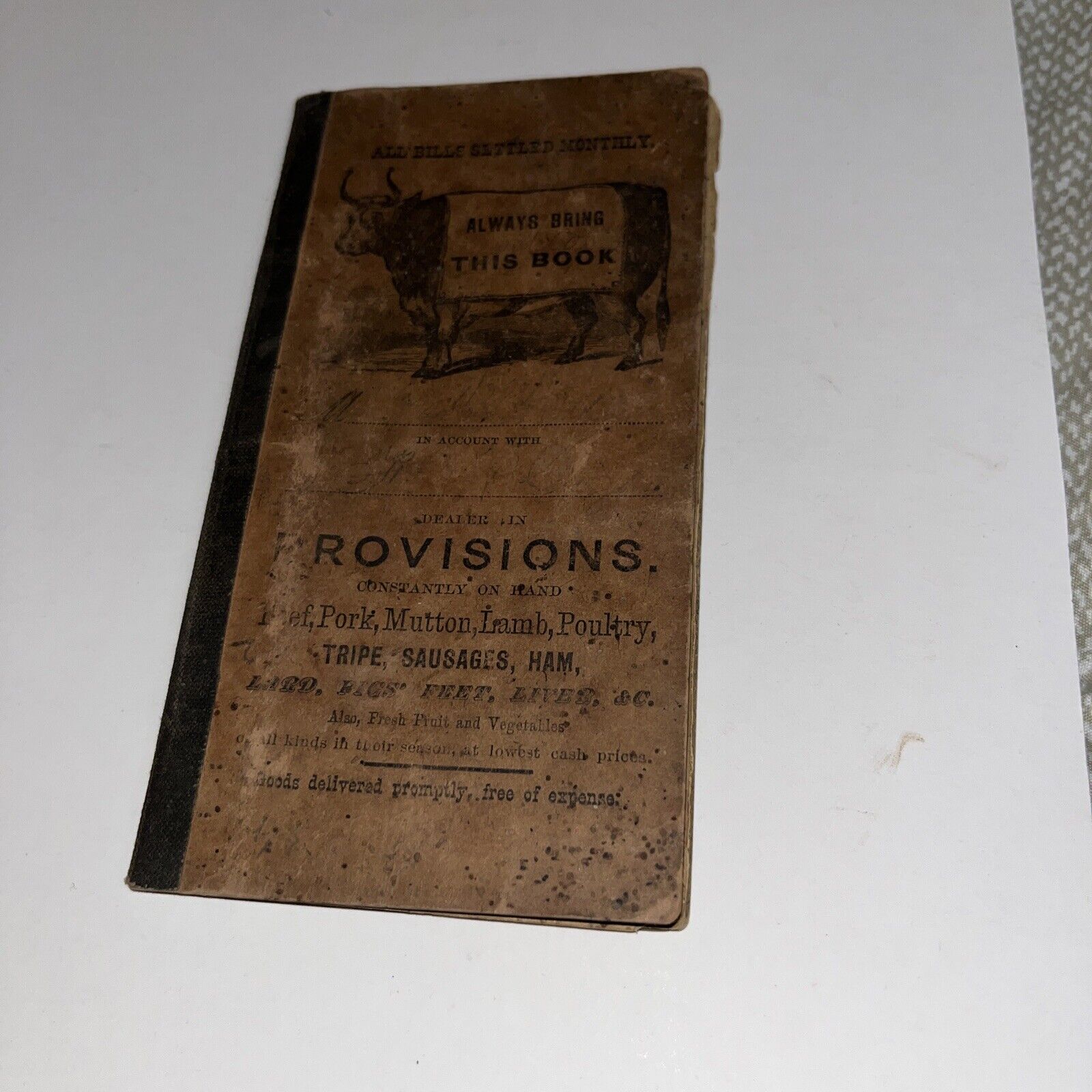 1878 - 1880s Provisions Book - Account Billing Booklet - Butcher Meats