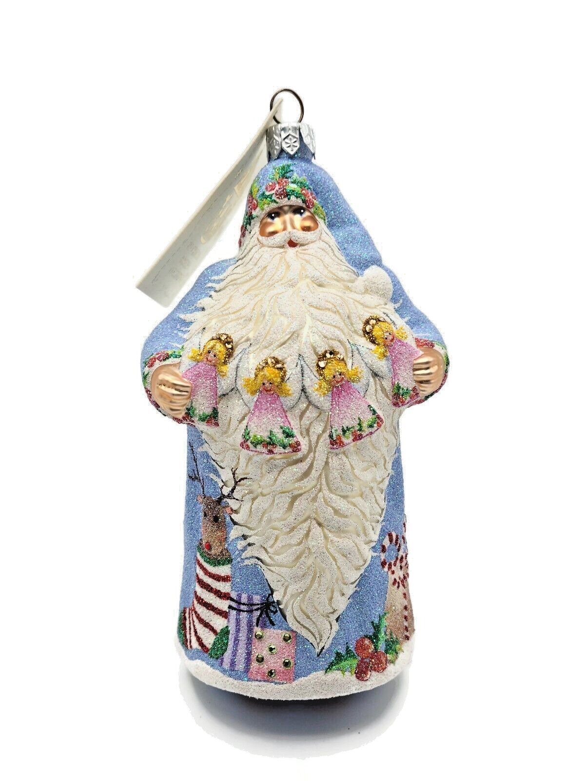 Patricia Breen Angelic Santa Claus Light Blue Christmas Holiday Tree Ornament