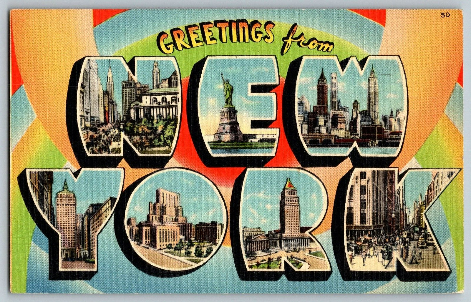 New York City - Large Letter - Greetings - Vintage Postcard - Posted 1941