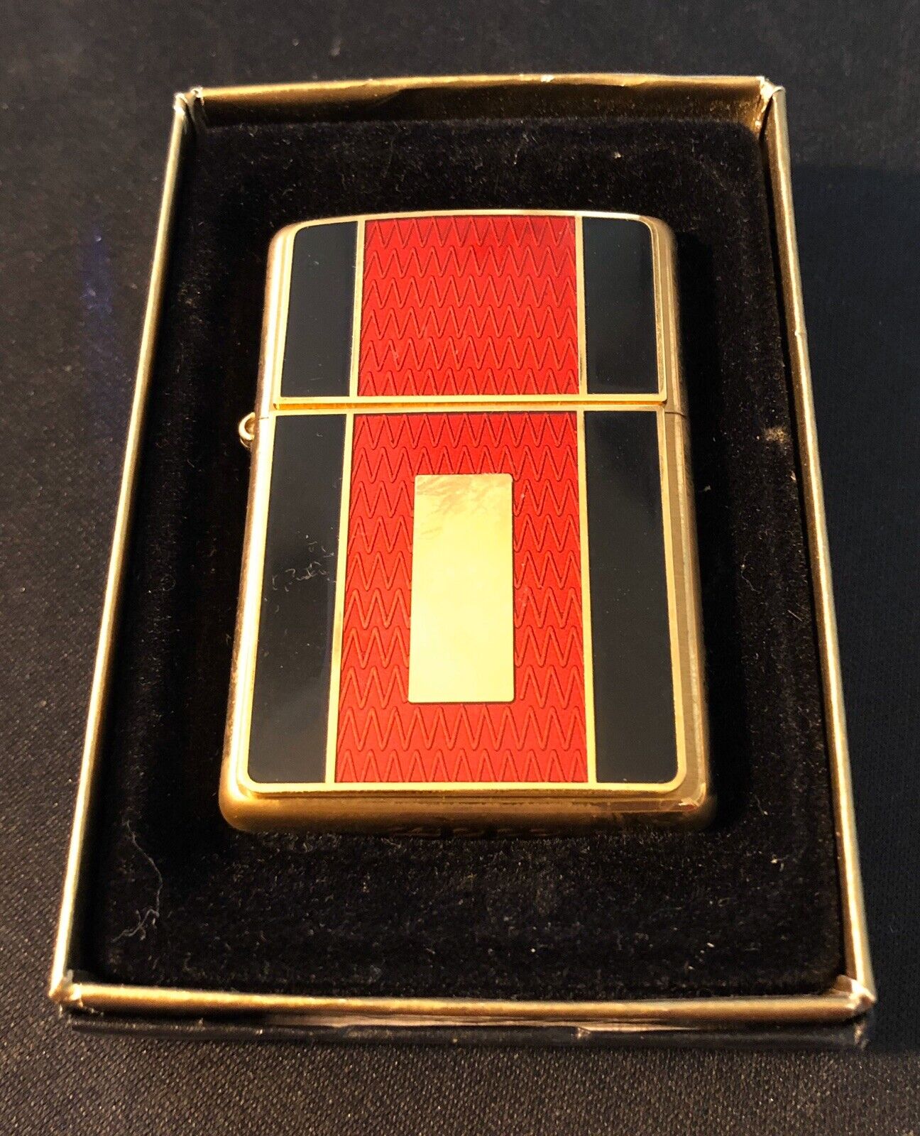 Zippo Lighter Red Black And Gold Color Emblem 2003 Design