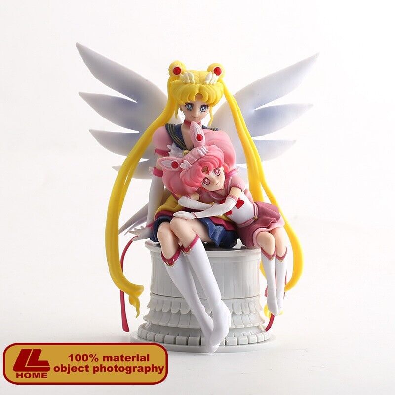 Anime Sailor Moon Tsukino Usagi Chibiusa Small Lady Sit Figure Statue Toy Gift