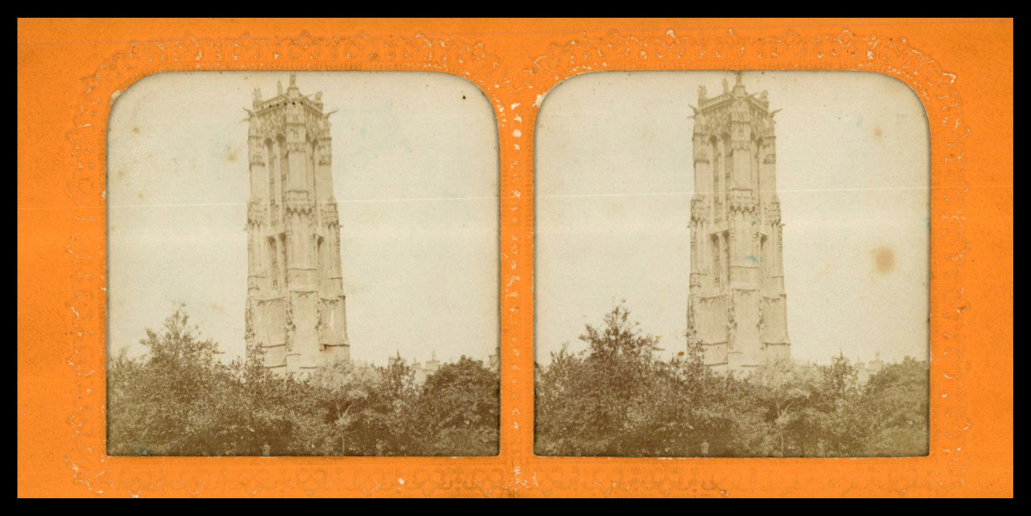 Paris, Tour Saint-Jacques, ca.1860, stereo day/night (French Tissue) print came