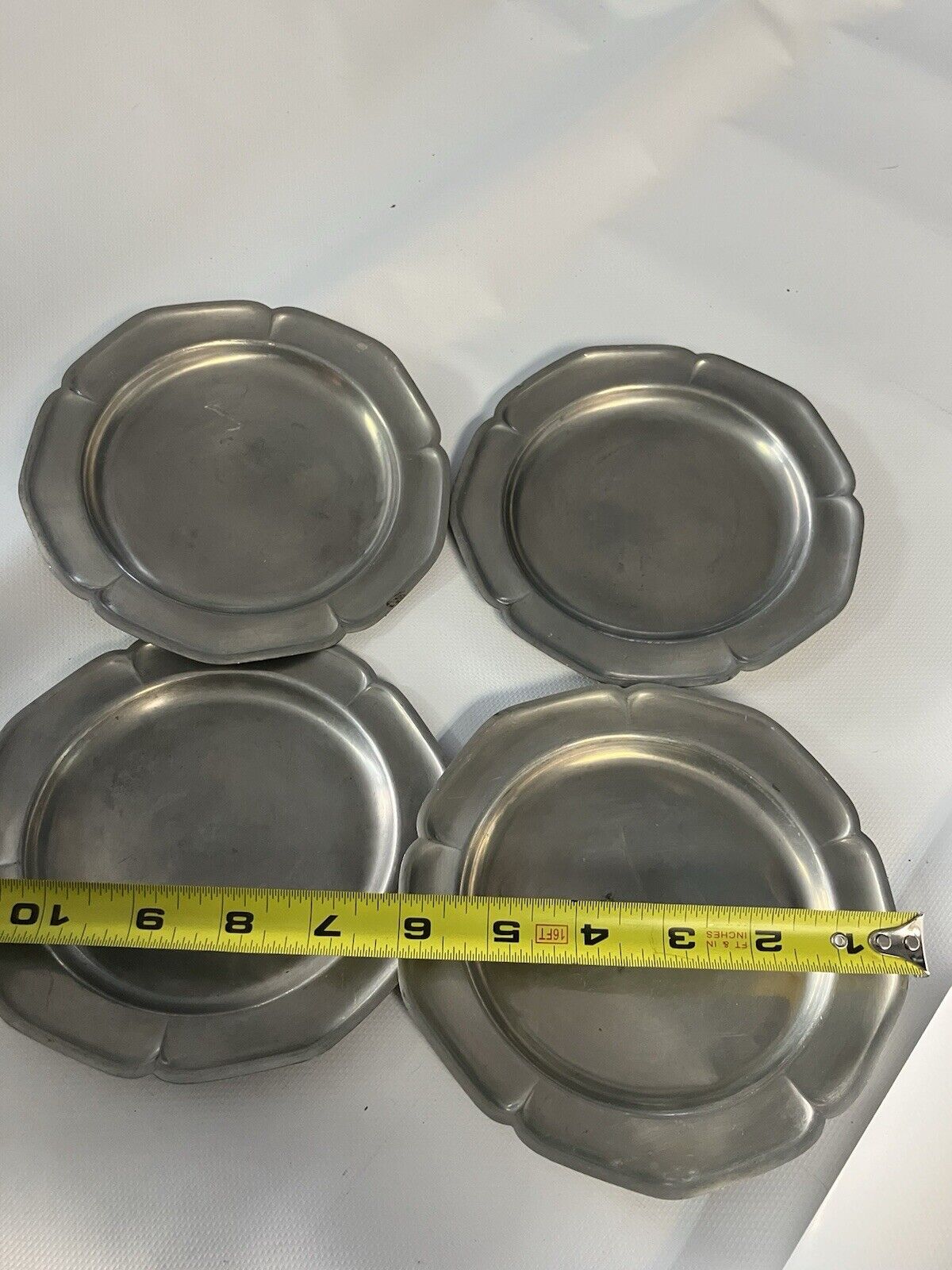 4pcs, Vintage International Pewter 6”small plate Queen Anne classic design
