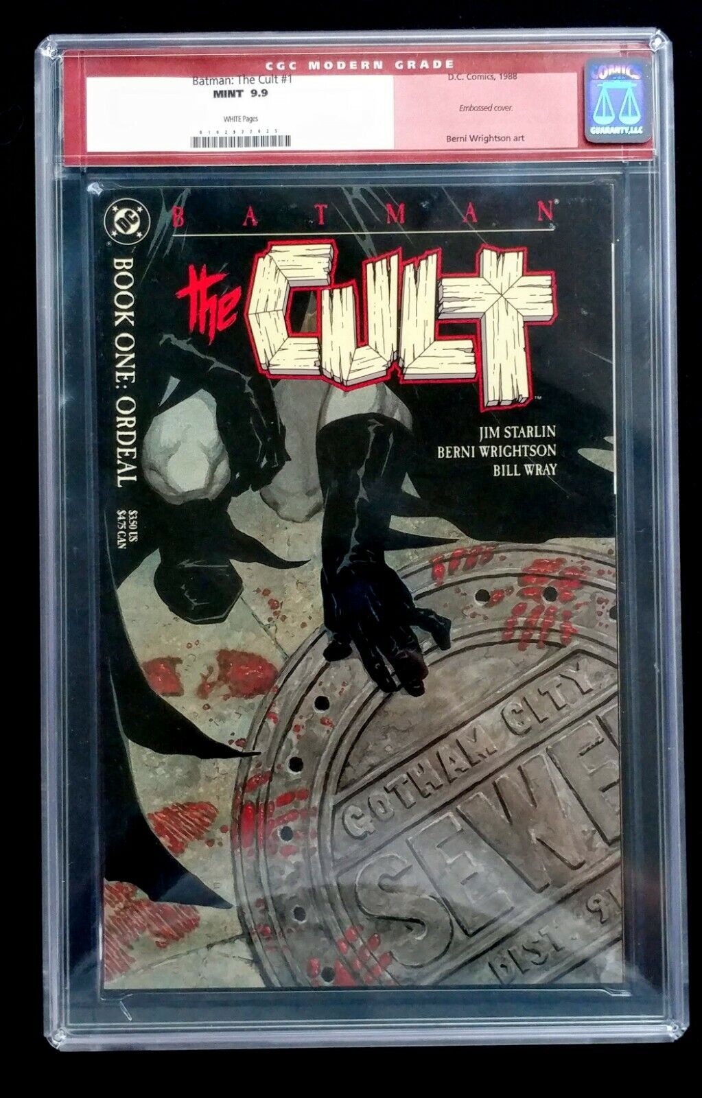 BATMAN: THE CULT CGC 9.9 OLD LABEL SUPER NICE  1988 EMBOSSED COVER
