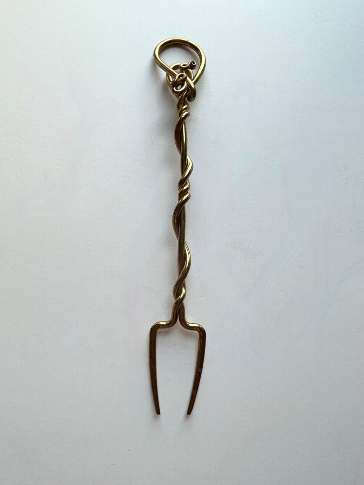 Joe Spoon Brass Serving Fork 1995 Hand Wrought Hammered Signed Vintage