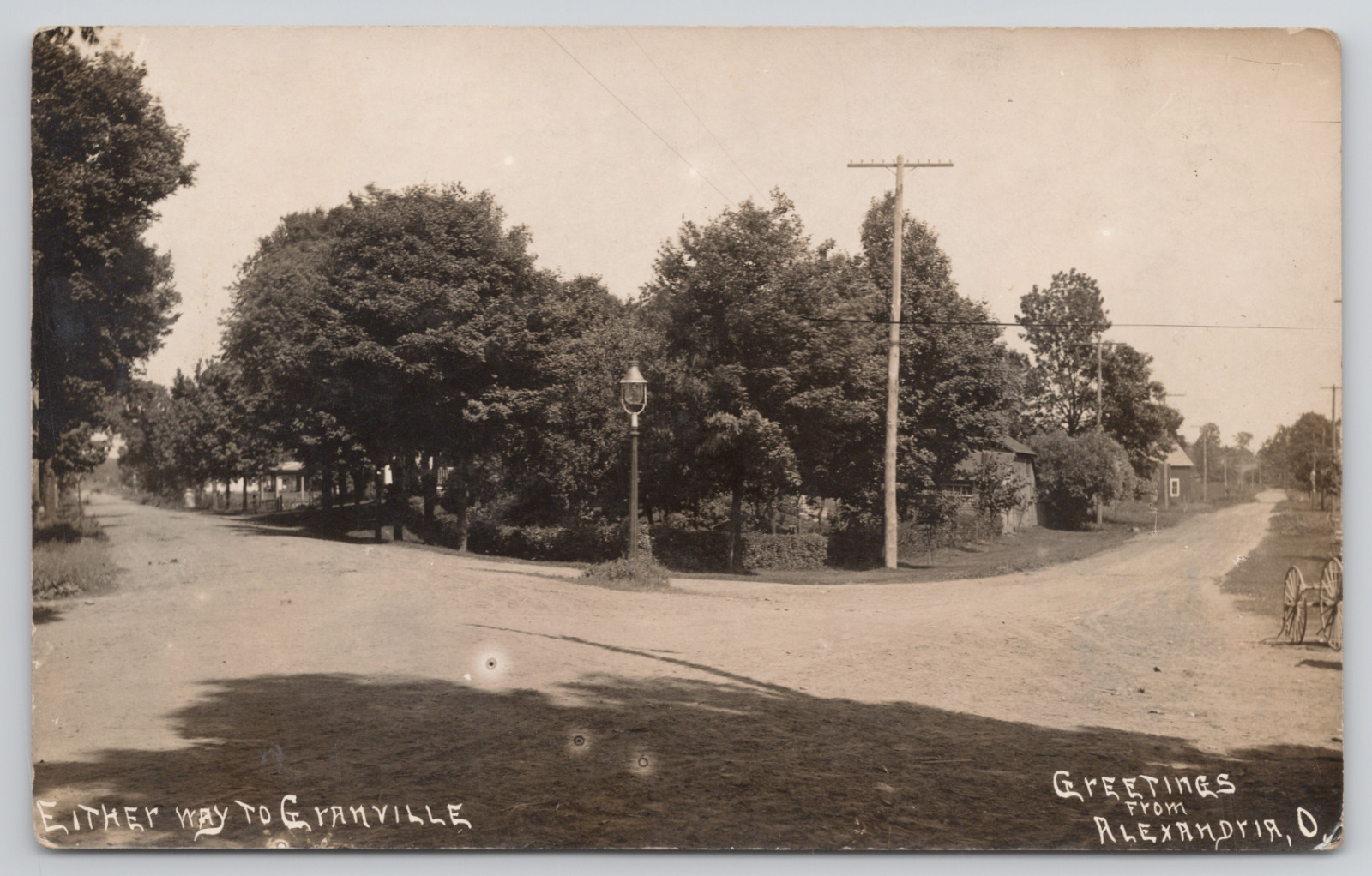 RPPC Alexandria Ohio Crossroads to Granville c1920 Real Photo Postcard
