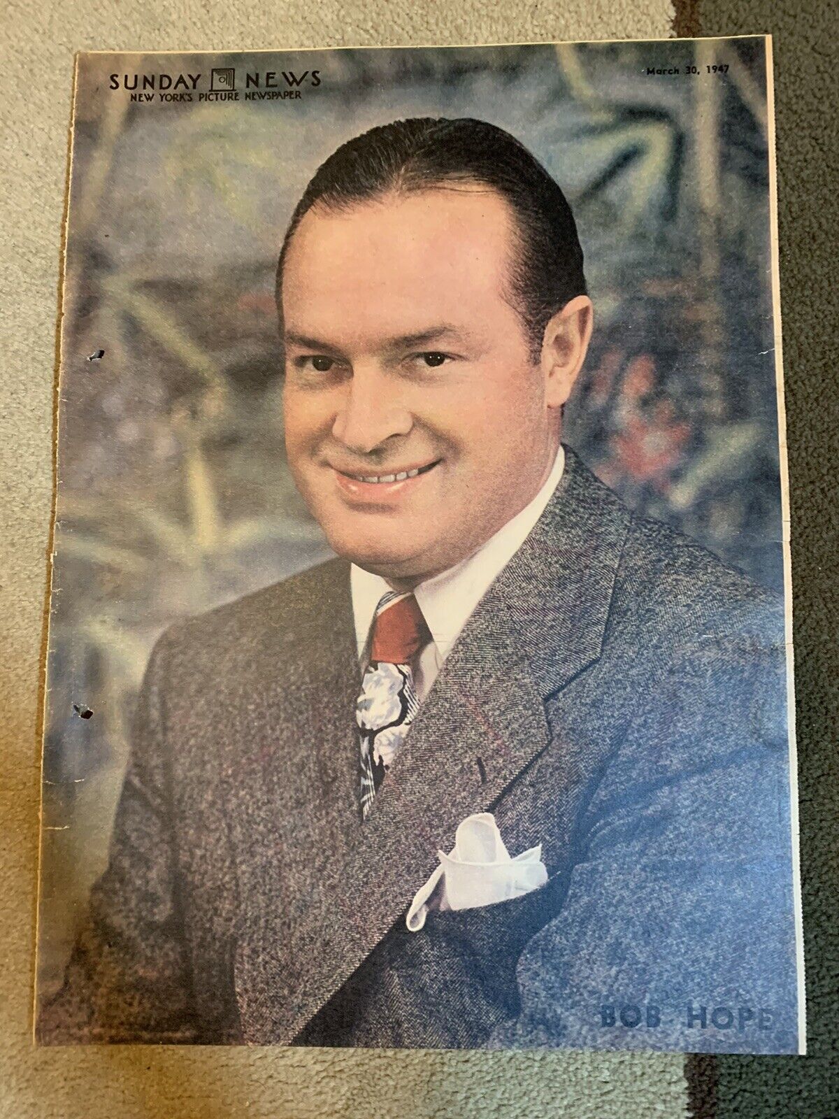 BOB HOPE SUNDAY NEWS MARCH 30 1947 New York Picture Newspaper  single page