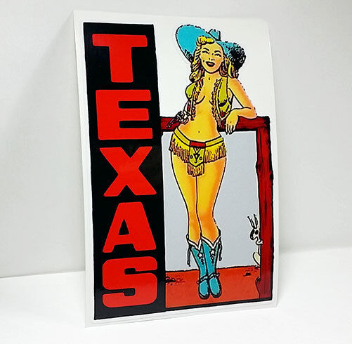Texas Cowgirl Pin-up Vintage Style Travel Decal / Vinyl Sticker, Luggage Label