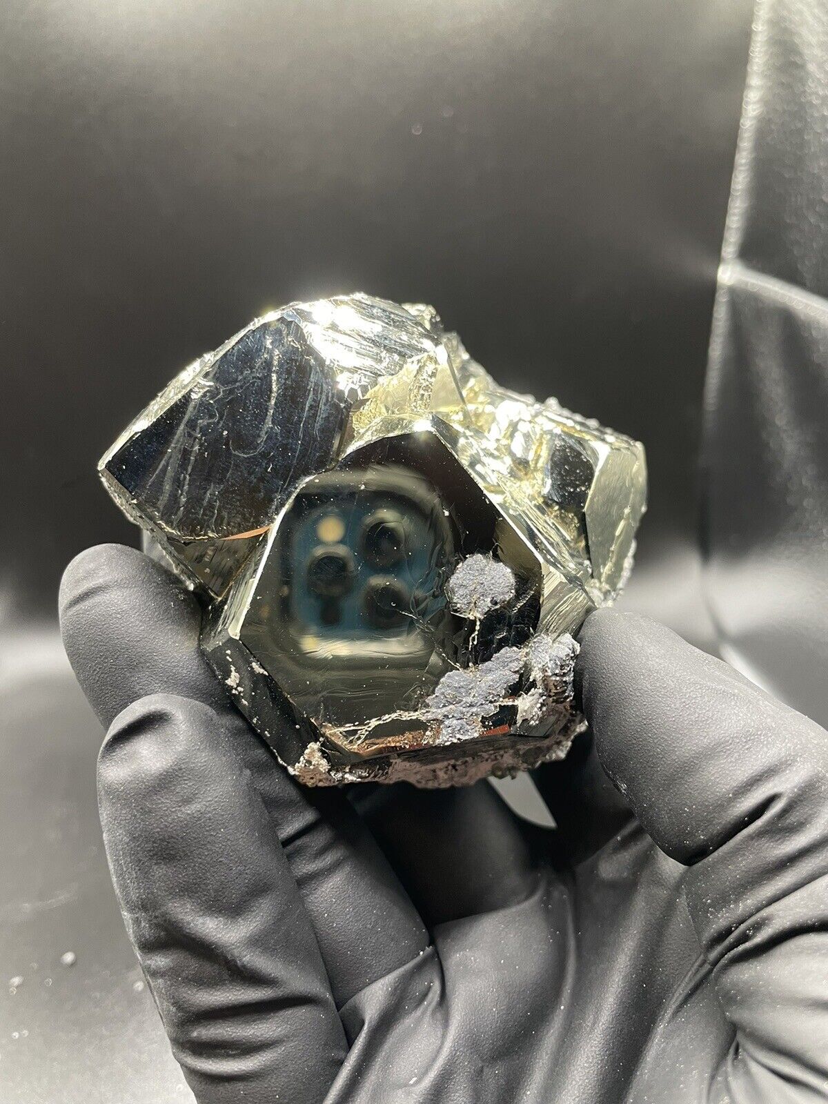 Lustrous Mirror Like Pyrite Crystal Cluster, Huanzala Mine Peru