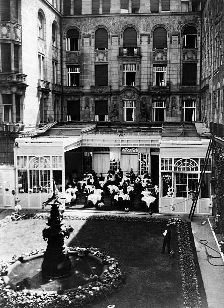 Hotel Adlon in Berlin Glass covered dining room whose ceiling a- 1920 Old Photo