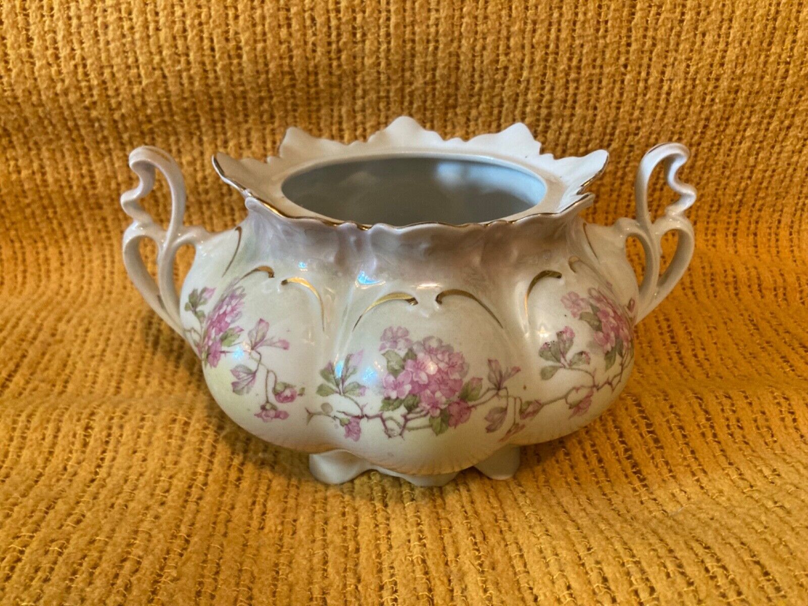 M. Z. Austria Antique Sugar Bowl, Porcelain, 1800s, Victorian, Hand-Painted