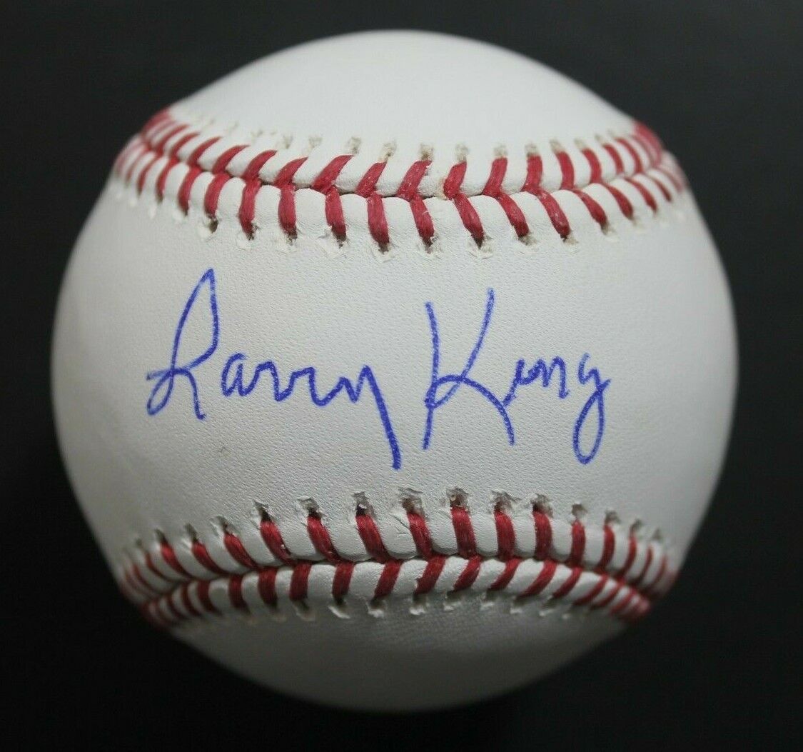 Larry King (d.2021)Signed Autograph Autographed Baseball CNN TV Radio Host JSA