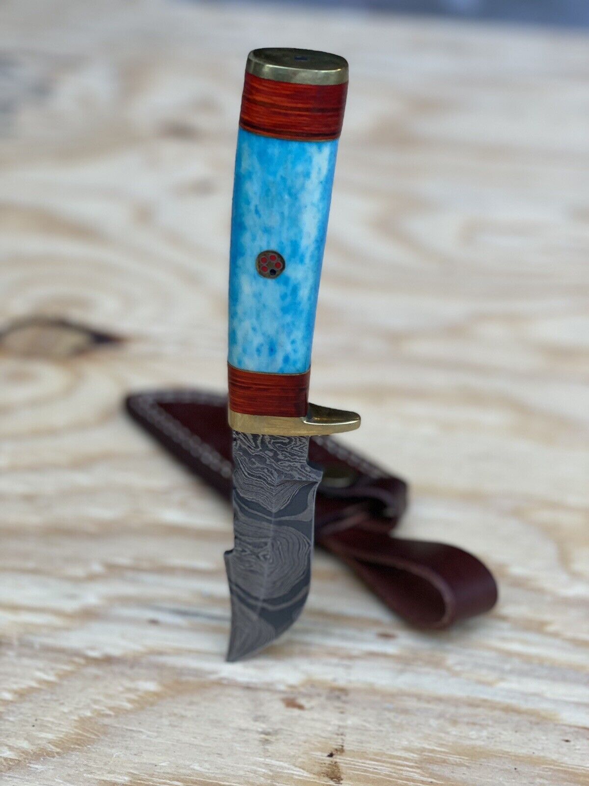 8” Hand Forged Damascus Steel Knife w/ Bone Handle/sheath ZH 08/hunting Knife
