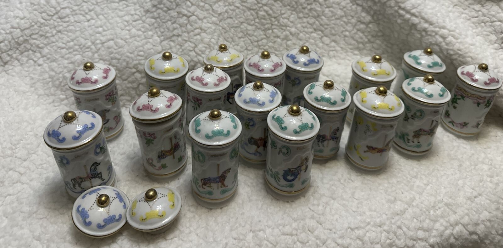 Vintage Lenox 17 Spice Carousel Jars 2 Spare Lids