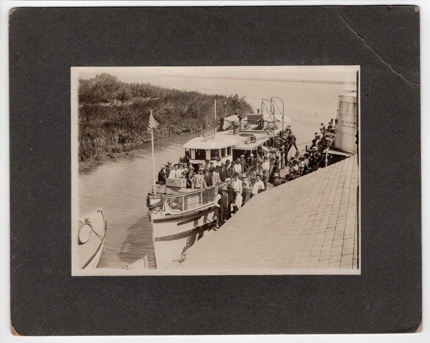Antique Photo Patrons on Ferry Baot Sacramento Delta, California c1910s Scarce