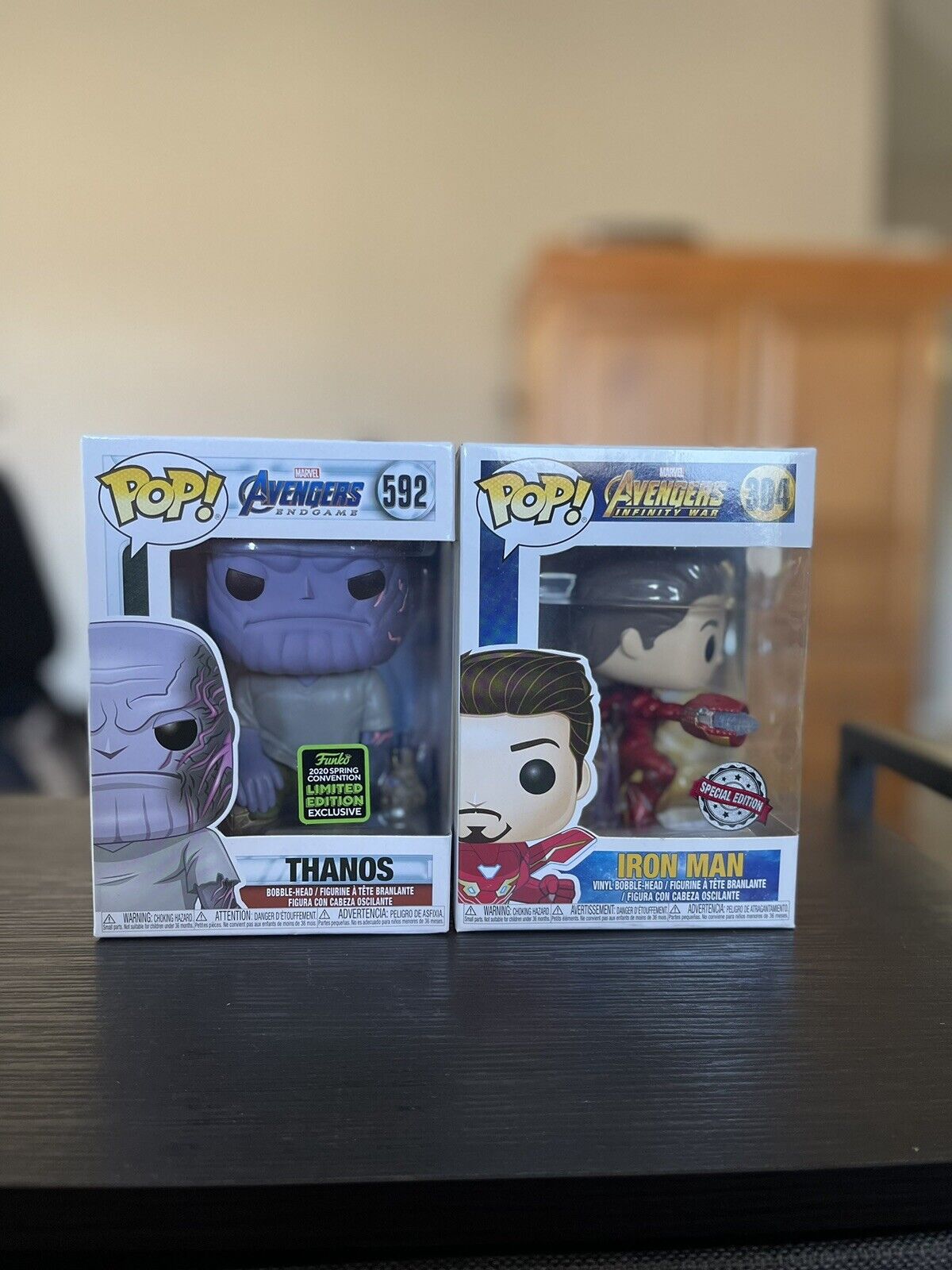 Two (2) New Avengers Funko Pops - Thanos #592 and Iron Man #304