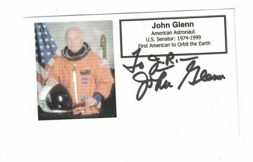 John Glenn Astronaut & US Senator Signed Custom Index Card W/Our COA