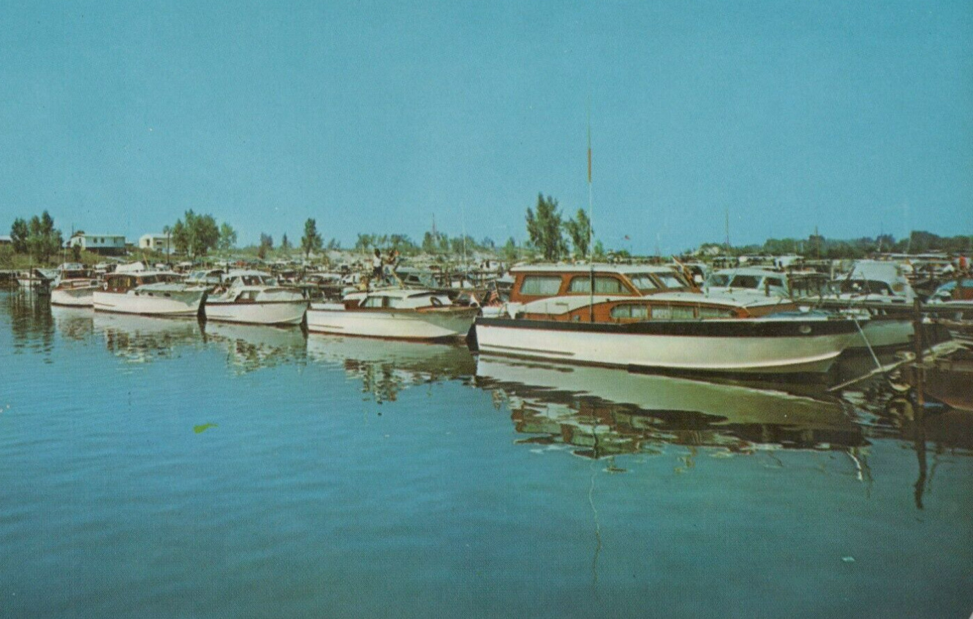 Yachts at Snug Harbor in New Buffalo Michigan Chrome Vintage Post Card