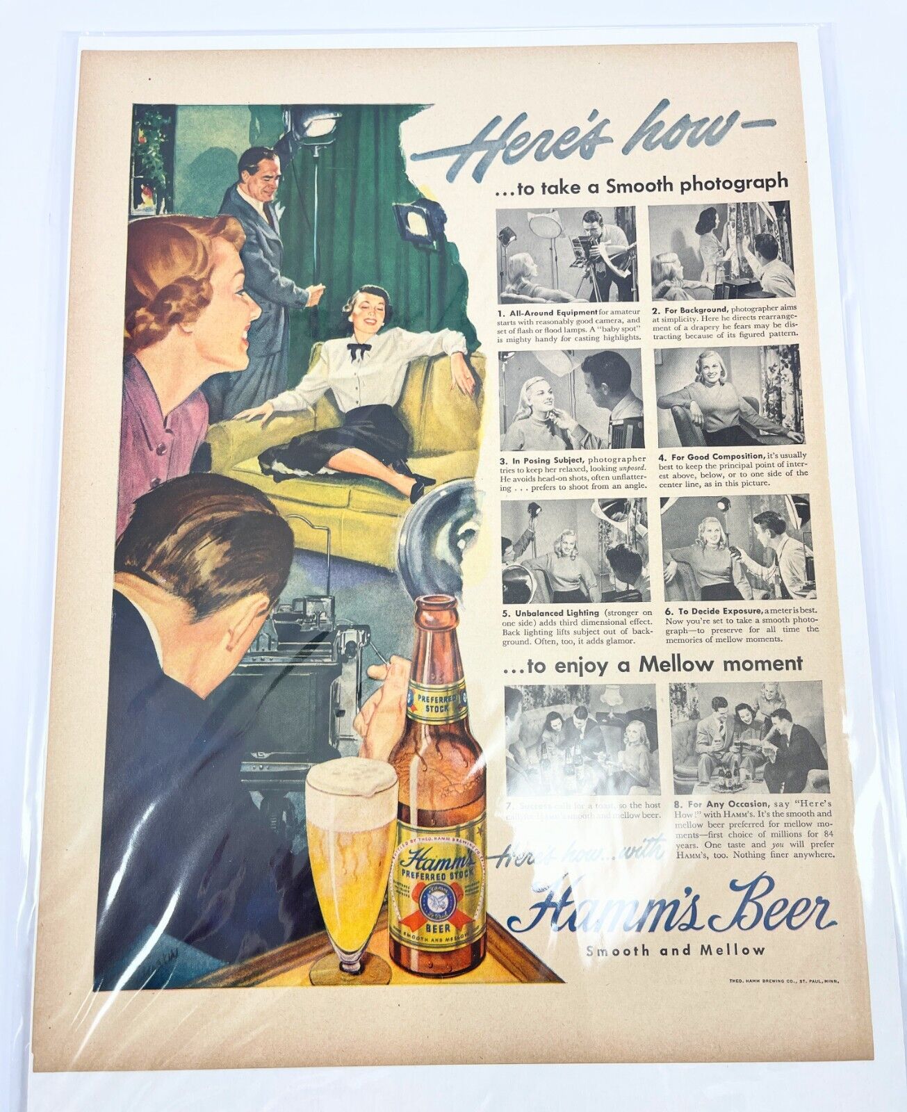 Hamms Beer Print Magazine Ad Smooth Photograph vintage