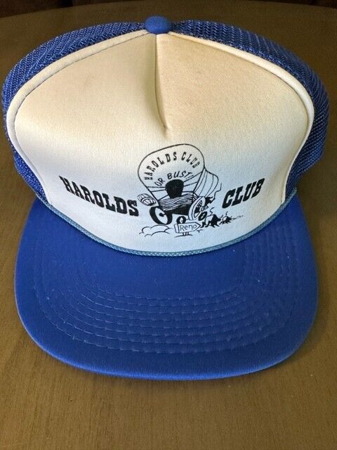 Vintage Harold’s Club Blue and White Trucker Hat Reno Nevada Casino