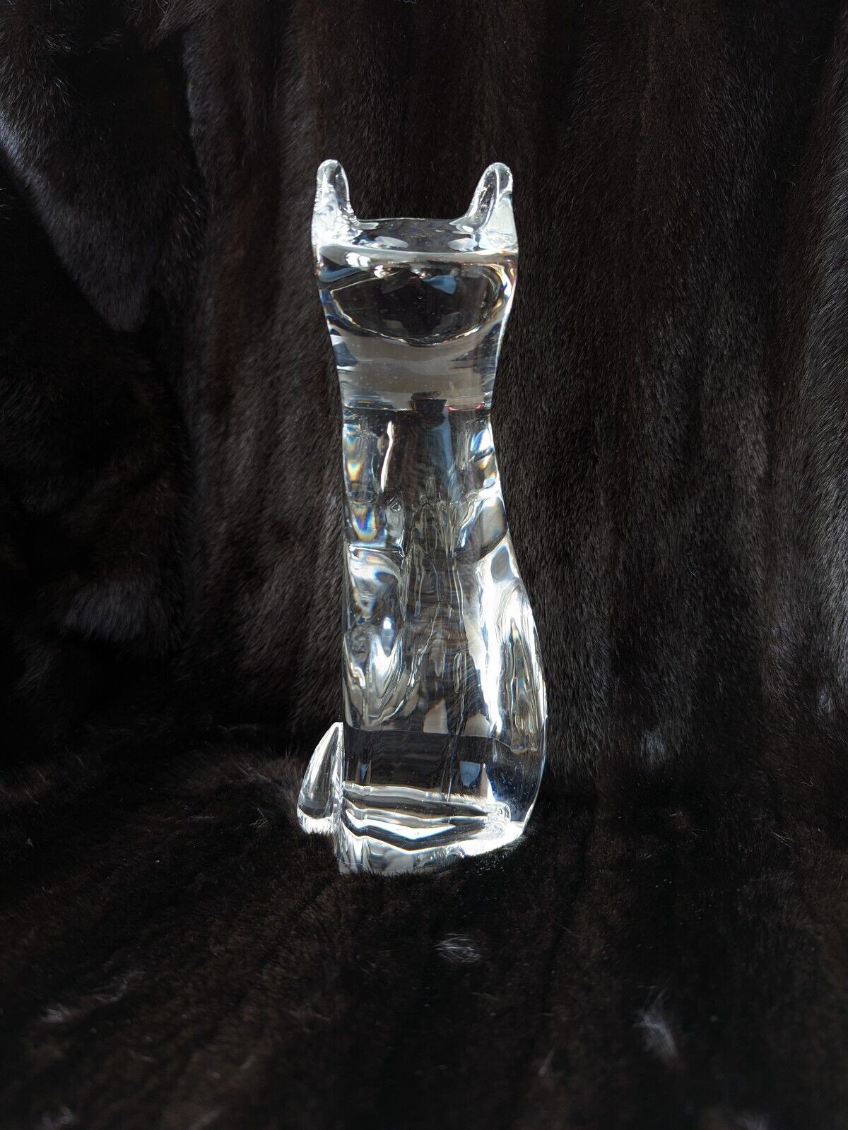 Vintage Original 1960's Steuben Modernist Crystal Cat Sculpture