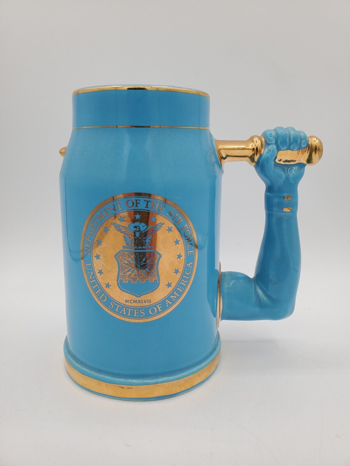 Vintage Kemper Ceramic Stein Mug Department of the Air Force Blue 6\