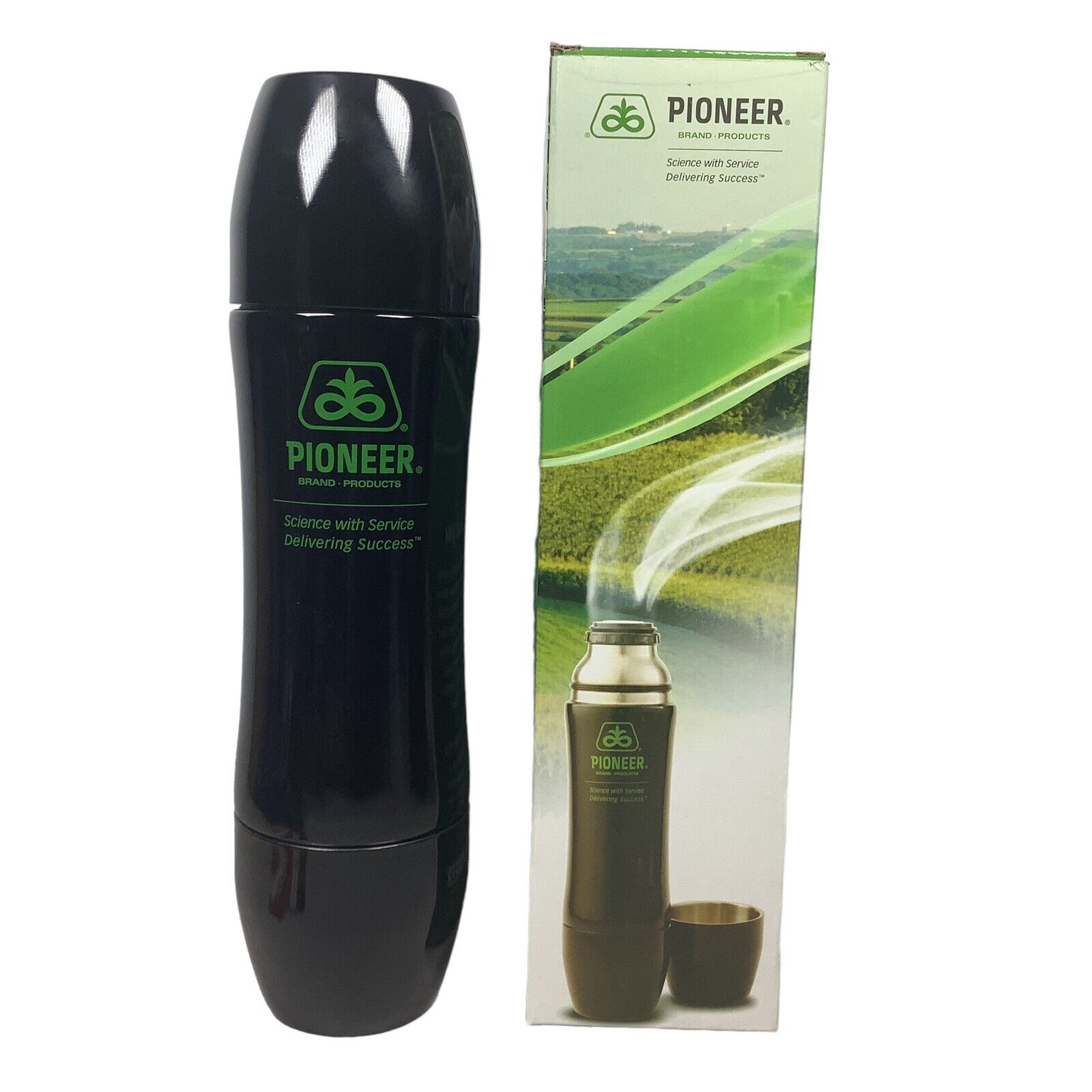 Pioneer Seed Company Black Stainless Steel 2 Cup Thermos Vacuum Flask Advertisin