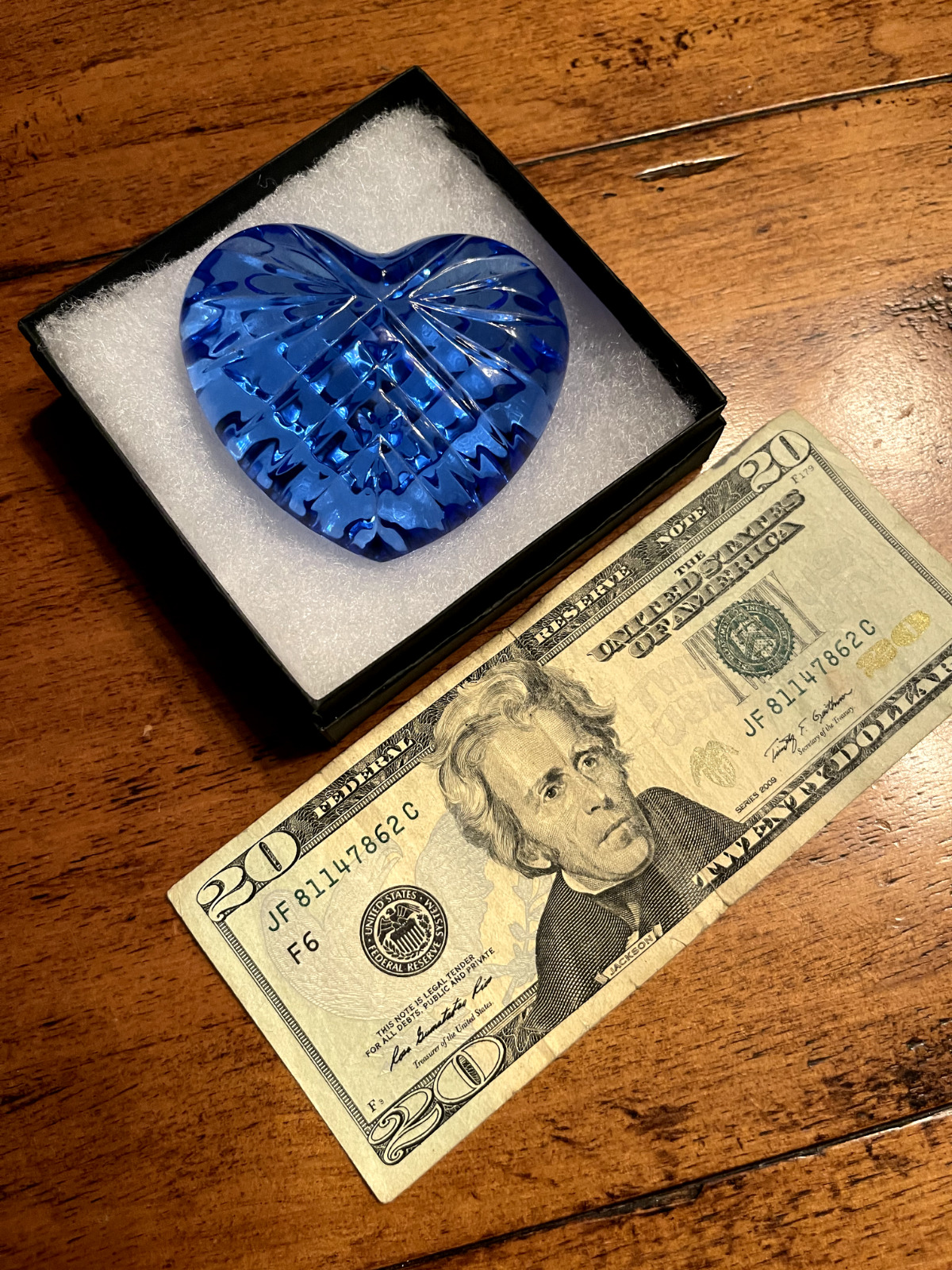 WATERFORD CRYSTAL BLUE DIAMOND SAPPHIRE HEART STONE MOTHERS DAY BDAY GRADUATION