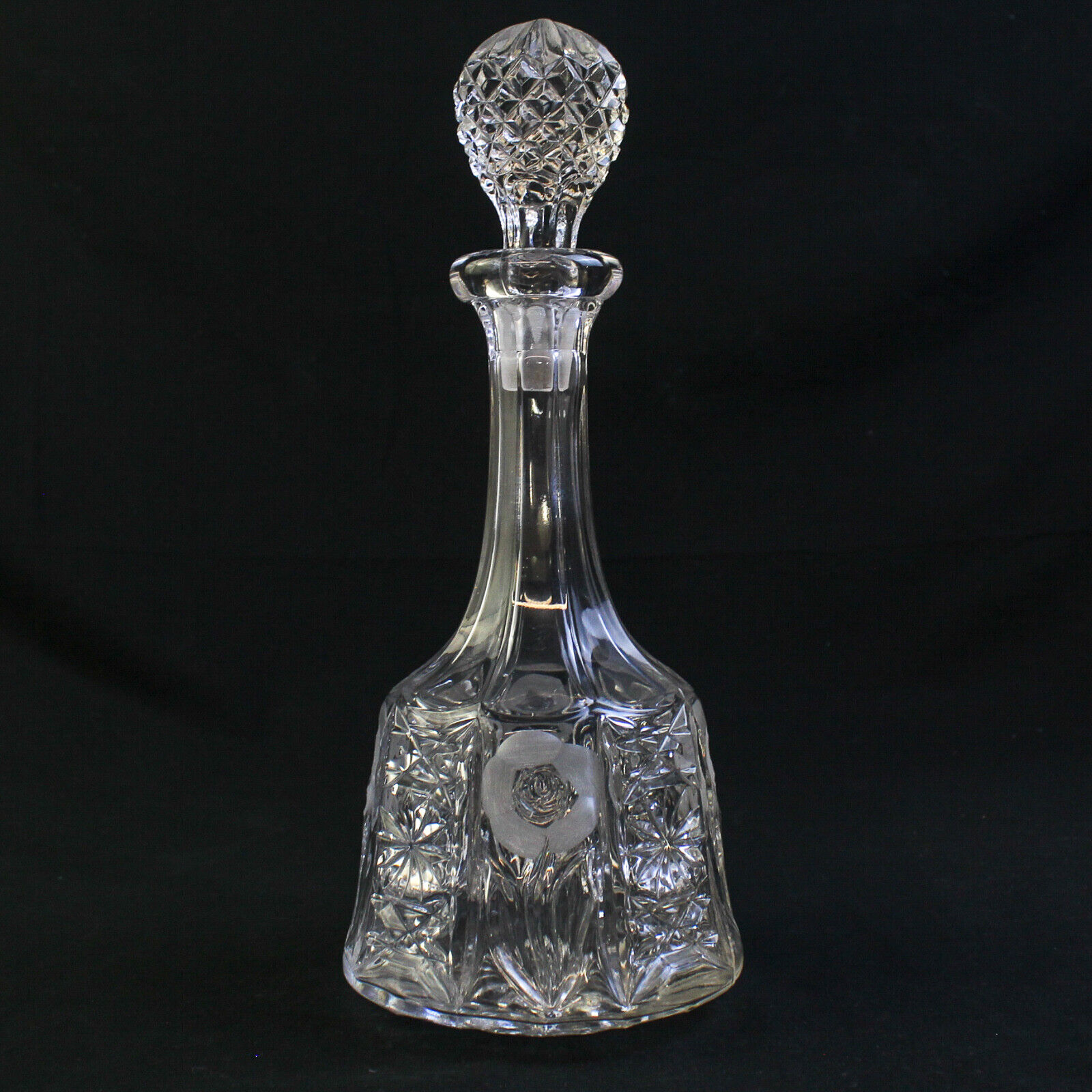 Vintage Heavy Cut Glass Crystal Wine Decanter With Stopper 12.5in Tall Decor
